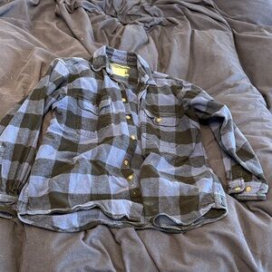 Field & Stream Blue and Black Perfectly Broken In Plaid Shirt